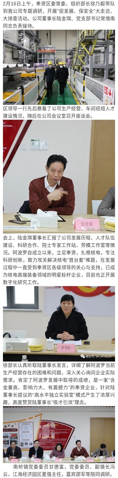 【im电竞新聞】奉賢區委組織部領導赴我公司專題調研